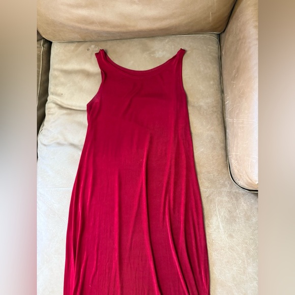 1990s Amanda Paris London New York Red Slinky Sleeveless Dress Size XL - Picture 2 of 8